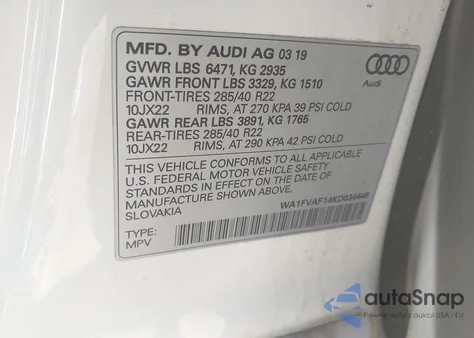 2019 Audi Q8 55 Premium from USA, damaged, VIN WA1FVAF14KD034448